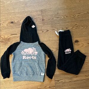 Roots Kids Black and Gray Hoodie/Sweats Set
